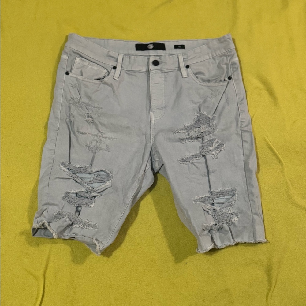 Distressed Gray Men Shorts